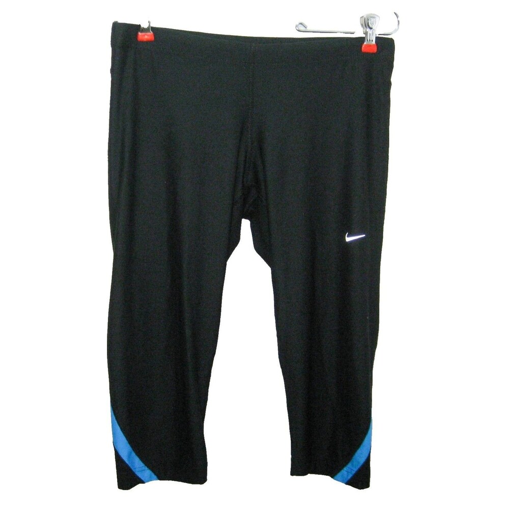 NIKE Women's (Size Medium) Black Dri-Fit Capri Running Leggings Pants Reflective